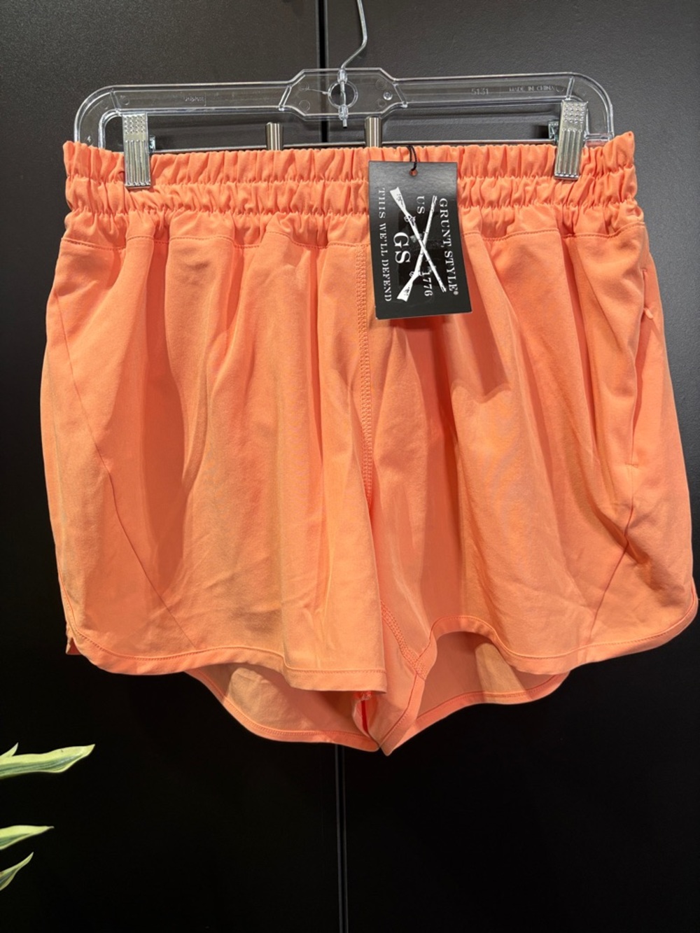 Grunt Style running shorts,panty lined,zipper hip pocket,elastic waist,4” inseam
